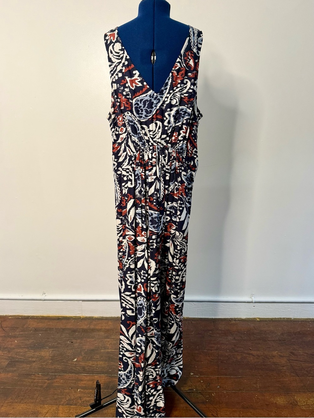 Lucky Brand Navy Maxi Dress with Red & White Floral Print